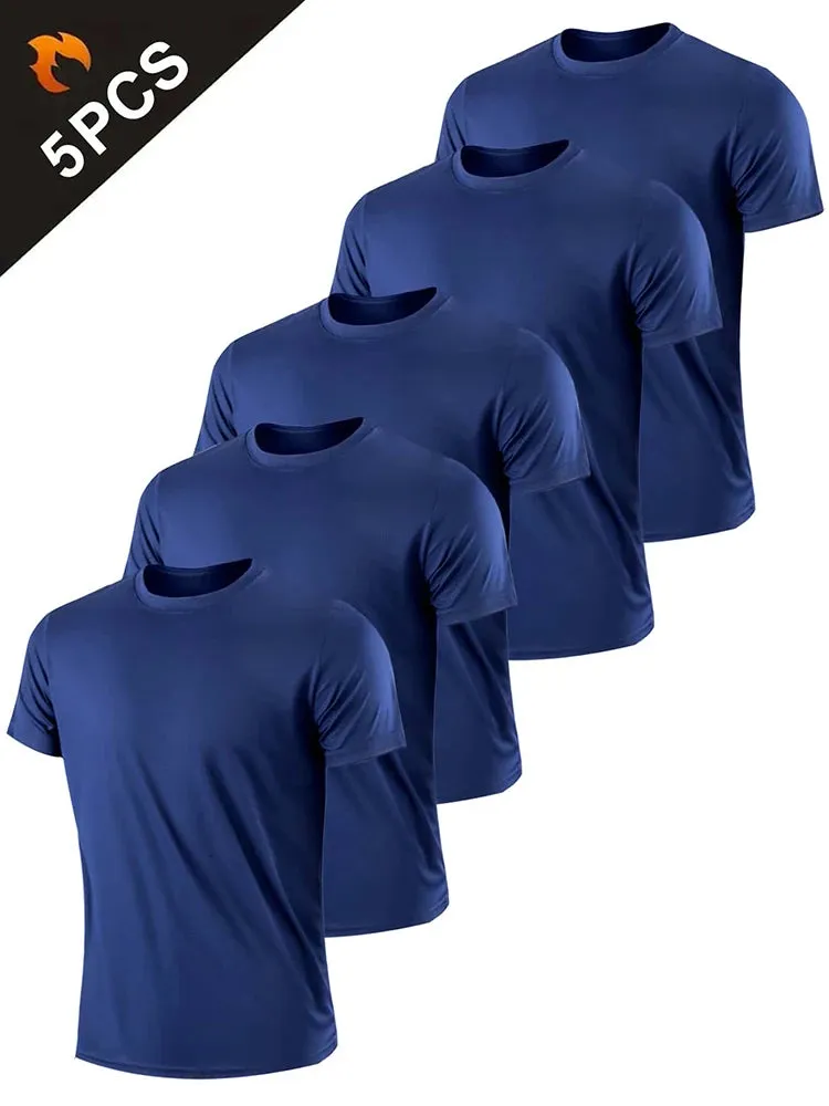 5PCS Men's Solid Color Sports T-Shirt