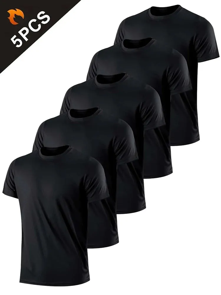 5PCS Men's Solid Color Sports T-Shirt