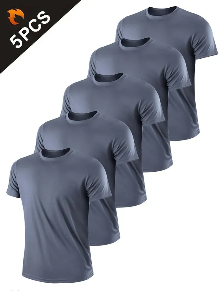 5PCS Men's Solid Color Sports T-Shirt