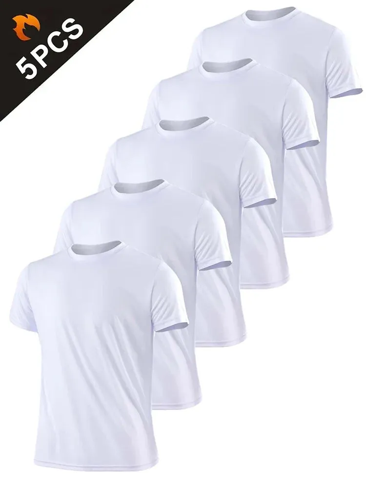 5PCS Men's Solid Color Sports T-Shirt