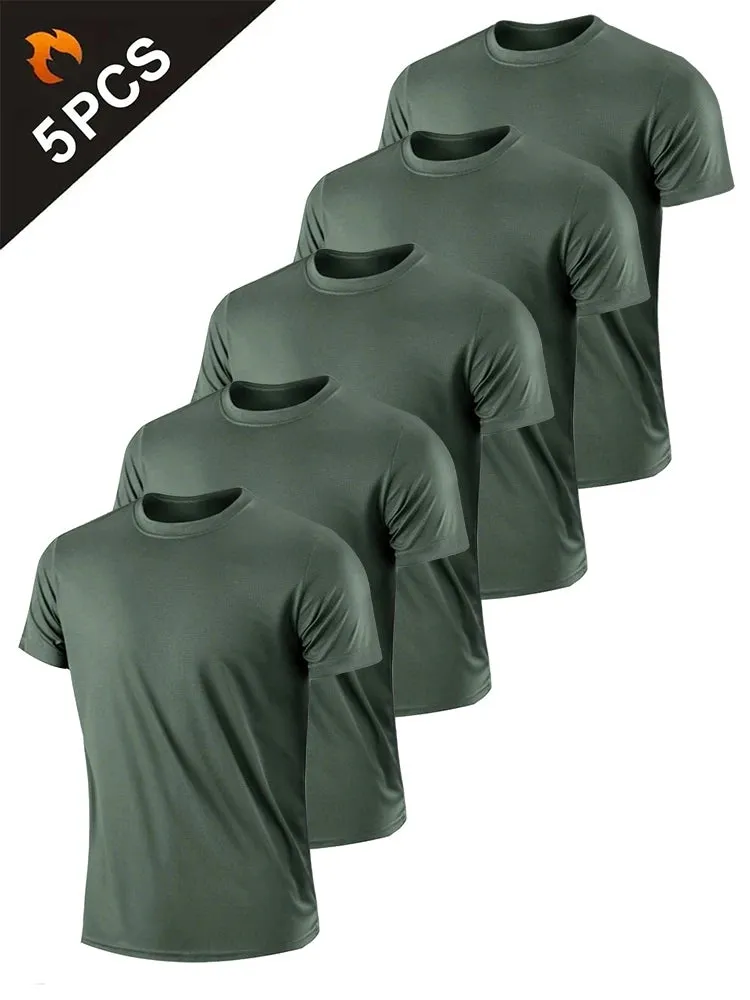 5PCS Men's Solid Color Sports T-Shirt