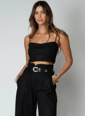 Black Linen Le Bra Top