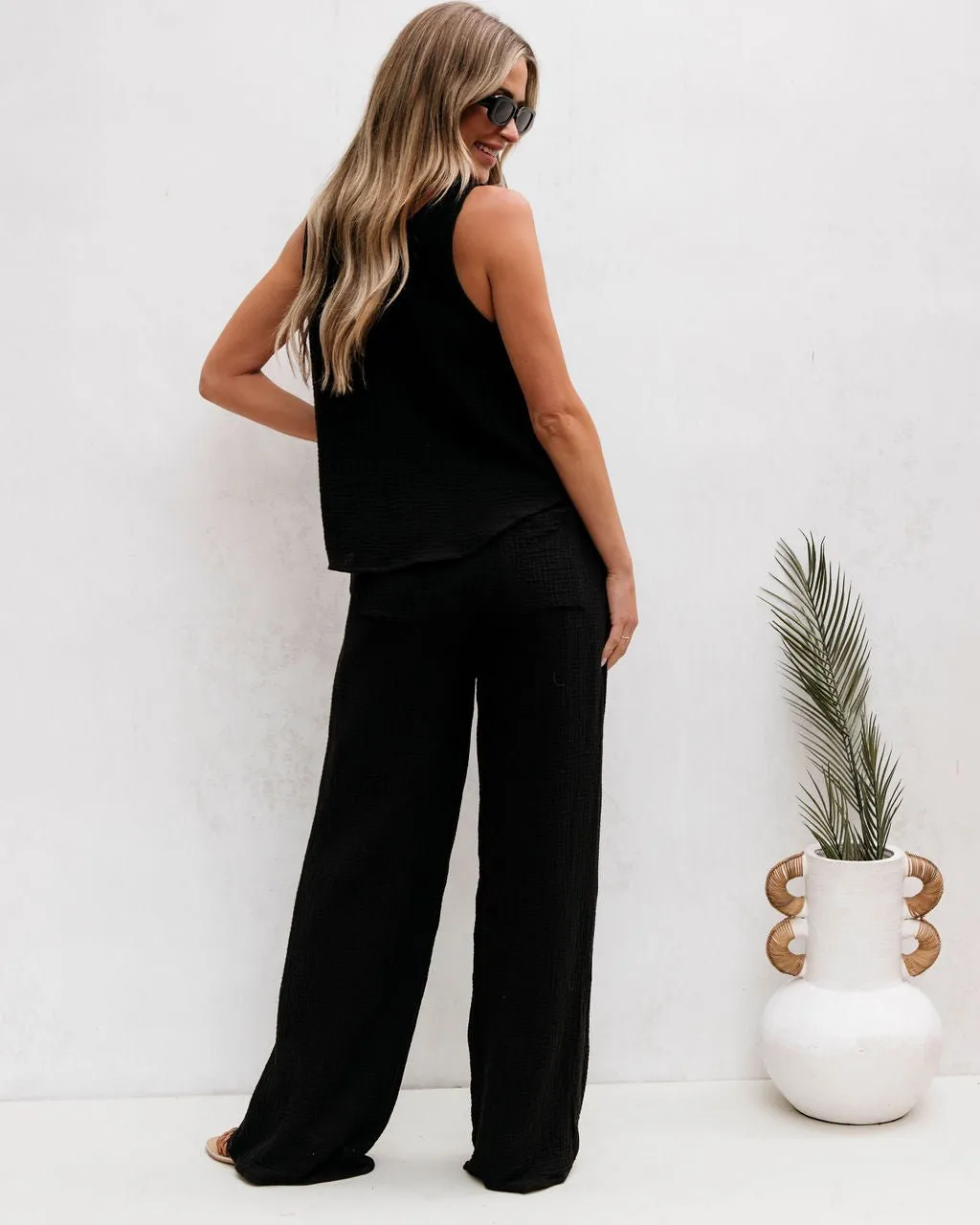 Black Linen Wide Leg Pants - FINAL SALE