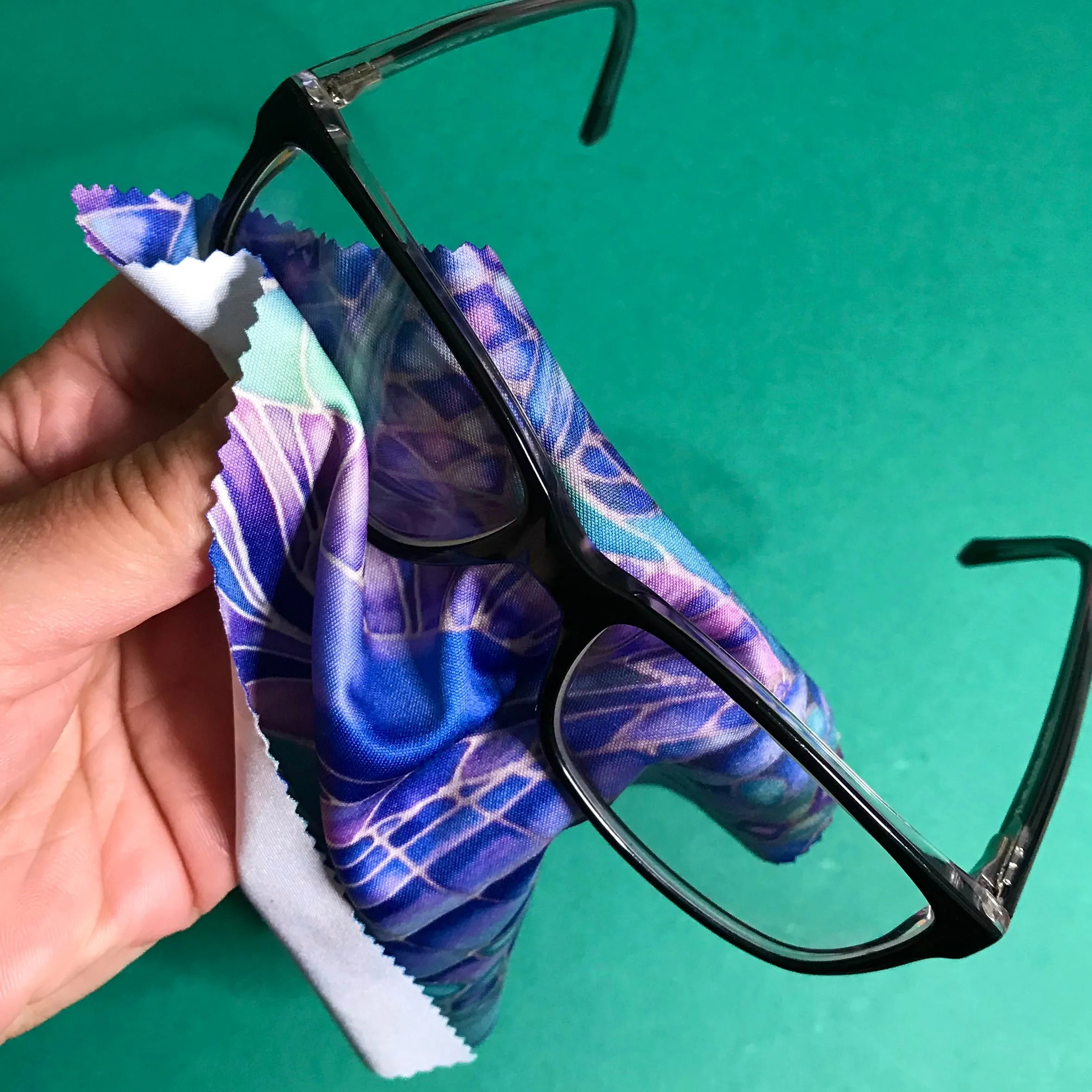 Blue Green Purple Shells glasses cleaning cloth - pretty butterfly cleaning cloth - phone screen cleaning cloth.