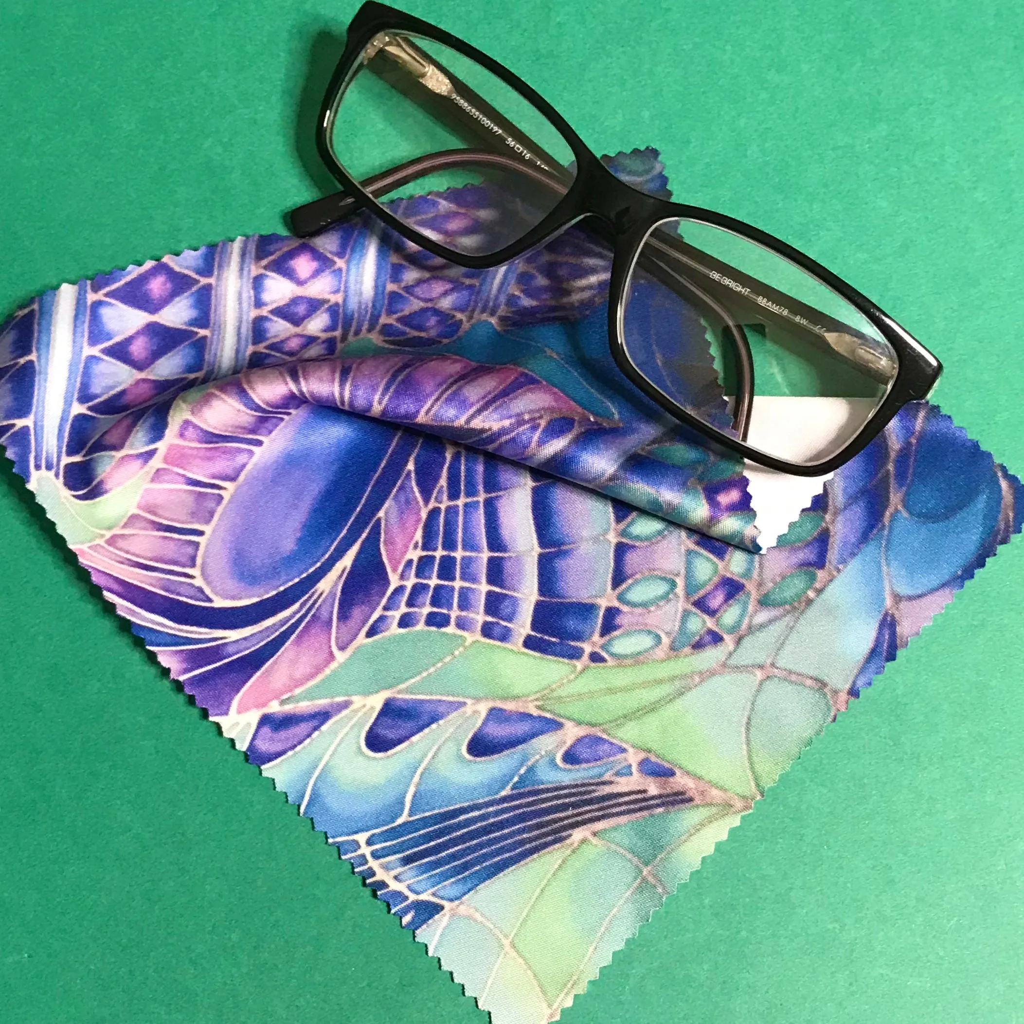 Blue Green Purple Shells glasses cleaning cloth - pretty butterfly cleaning cloth - phone screen cleaning cloth.