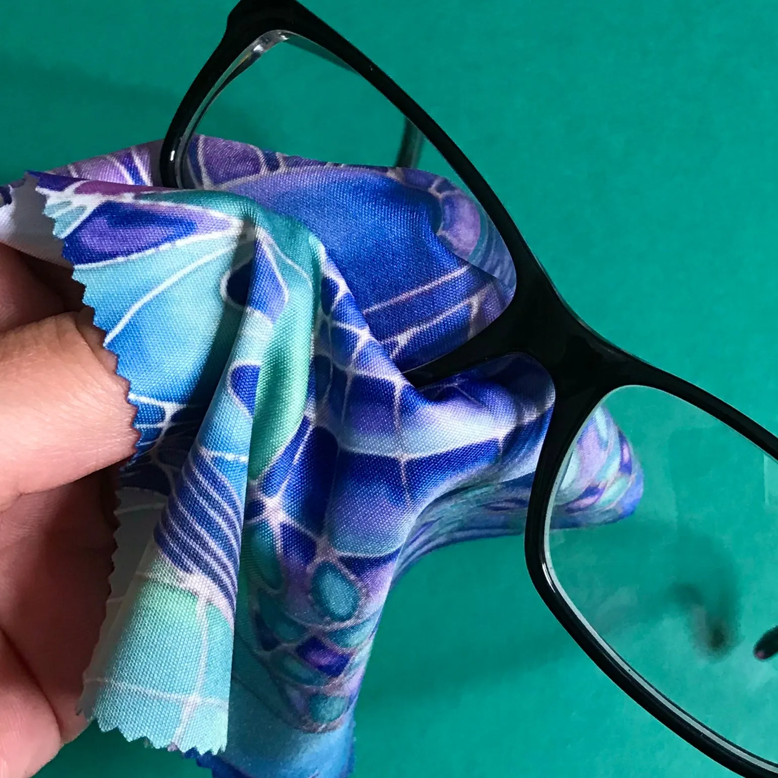 Blue Green Purple Shells glasses cleaning cloth - pretty butterfly cleaning cloth - phone screen cleaning cloth.