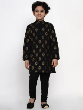 Boy'S Black Kurta With Black Pajama Set