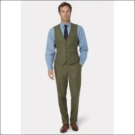 Brook Taverner Haincliffe Green Overcheck Tweed Suit Trouser--