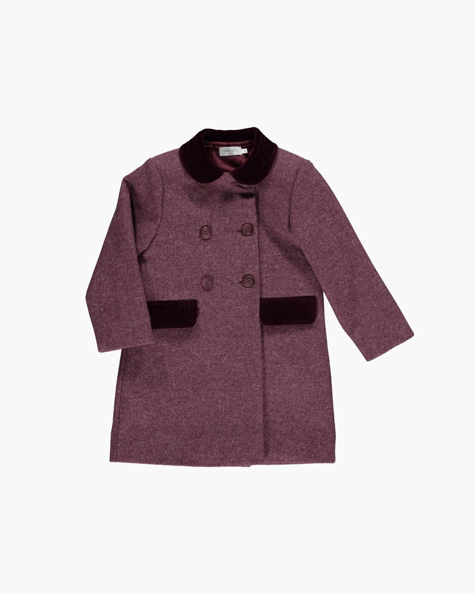 Burgundy classic tweed and velvet coat