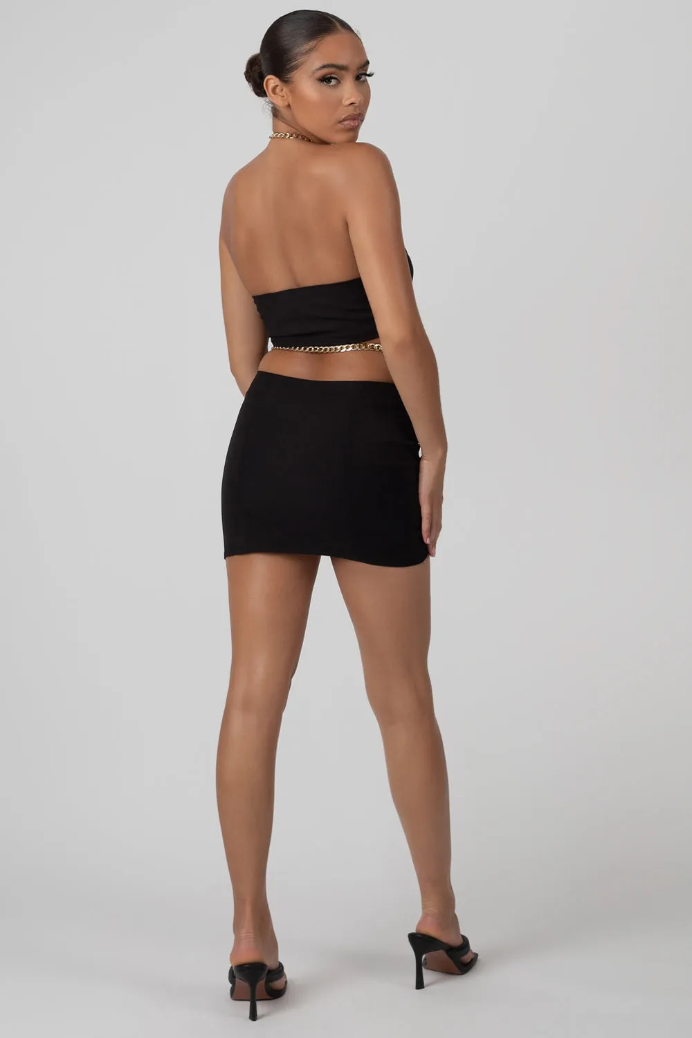 Chain Waist Mini Skirt Black