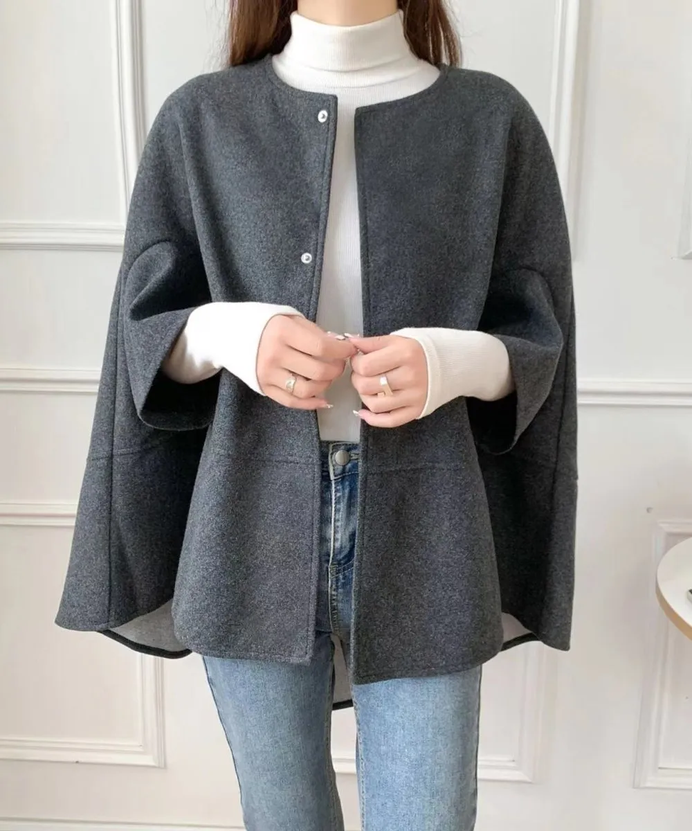 Cloak Cape Tweed Coat (MS059)