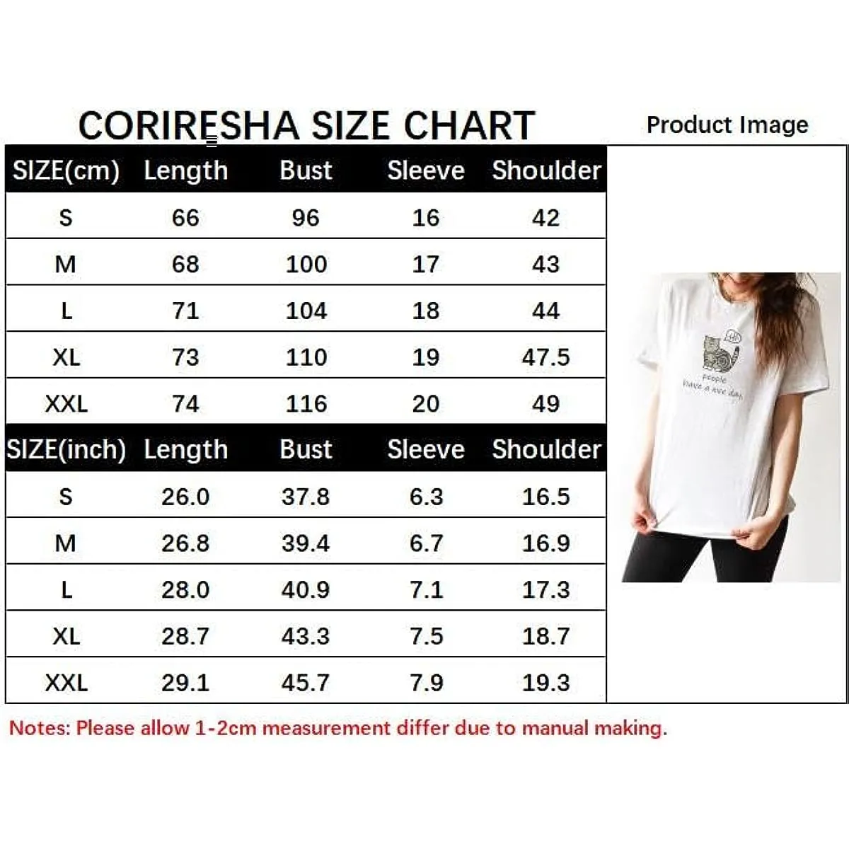 CORIRESHA Women's Cute T-Shirt Casual Crewneck Short Sleeve Summer Cat Lovers Clothing