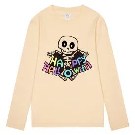 CORIRESHA Women's Skull T-Shirt Crewneck Long Sleeves Y2k Aesthetics Halloween Costumes