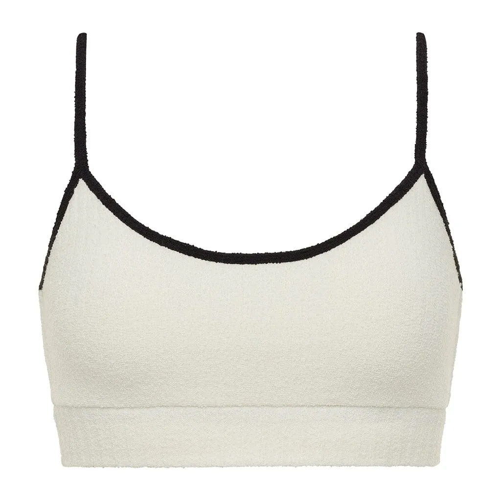 Cream (Black Binded) Terry Rib Simple Sport Top