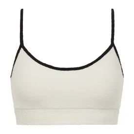 Cream (Black Binded) Terry Rib Simple Sport Top