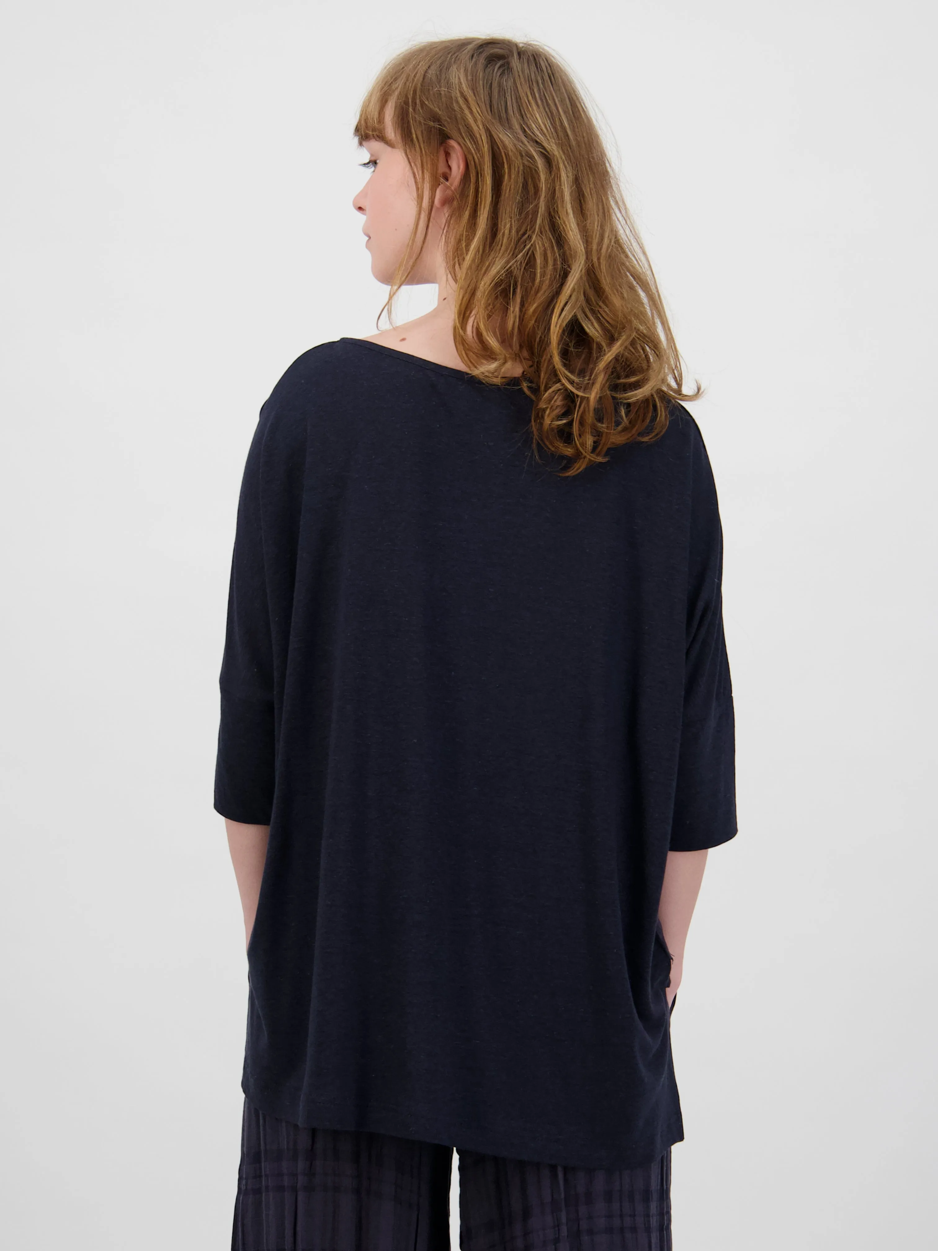 Crinkle 3/4 Sleeve Linen Top