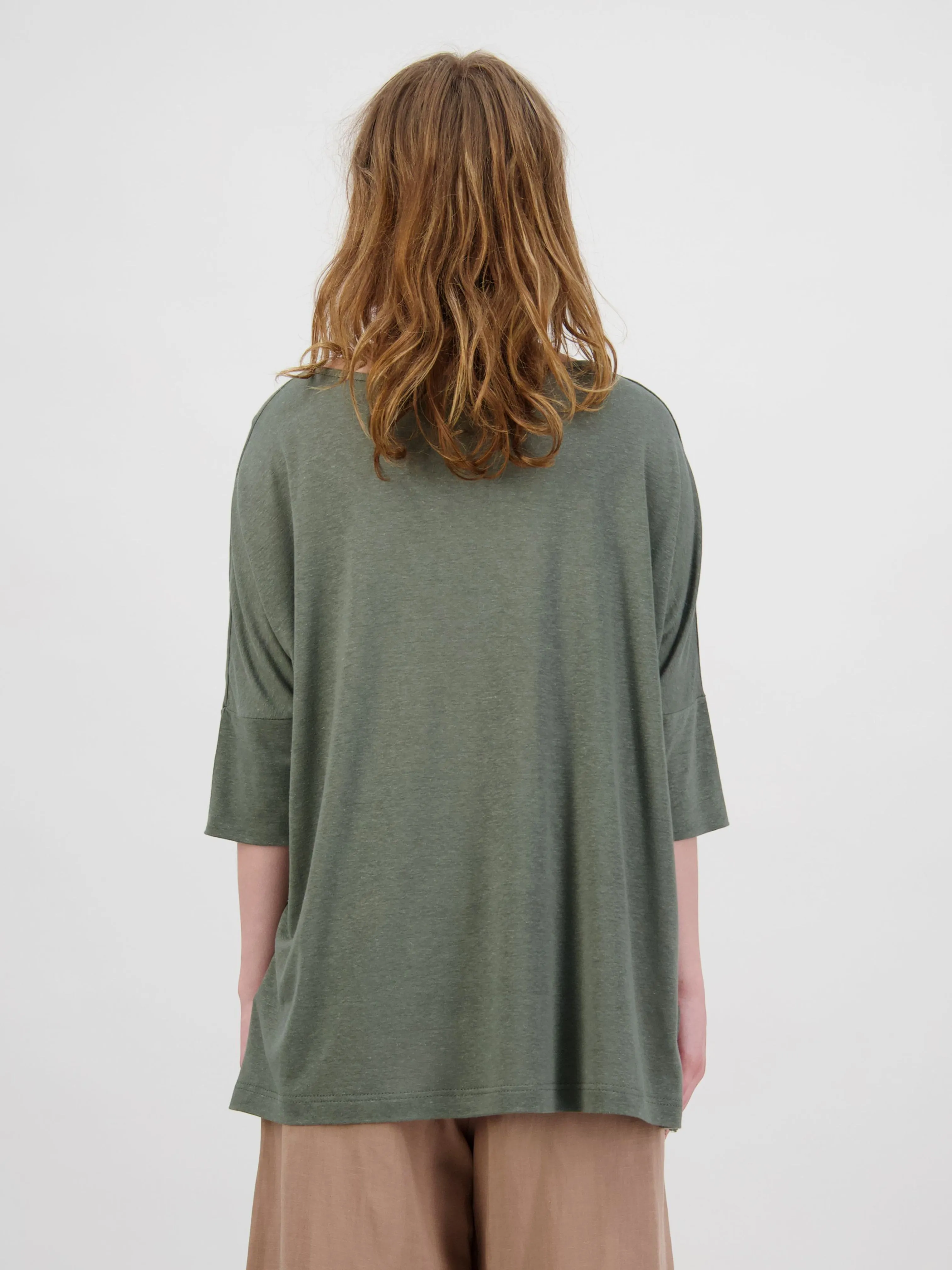 Crinkle 3/4 Sleeve Linen Top