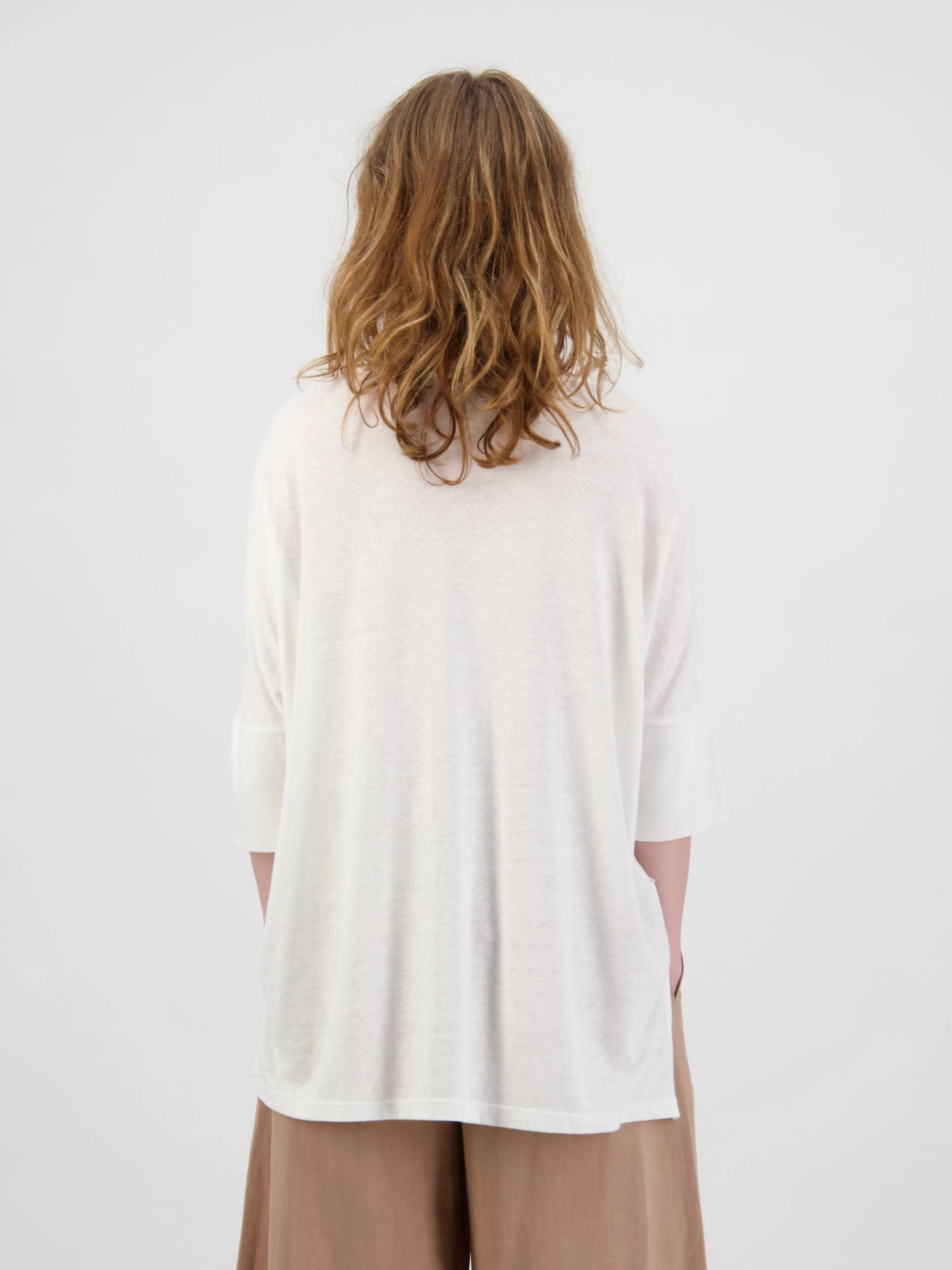 Crinkle 3/4 Sleeve Linen Top