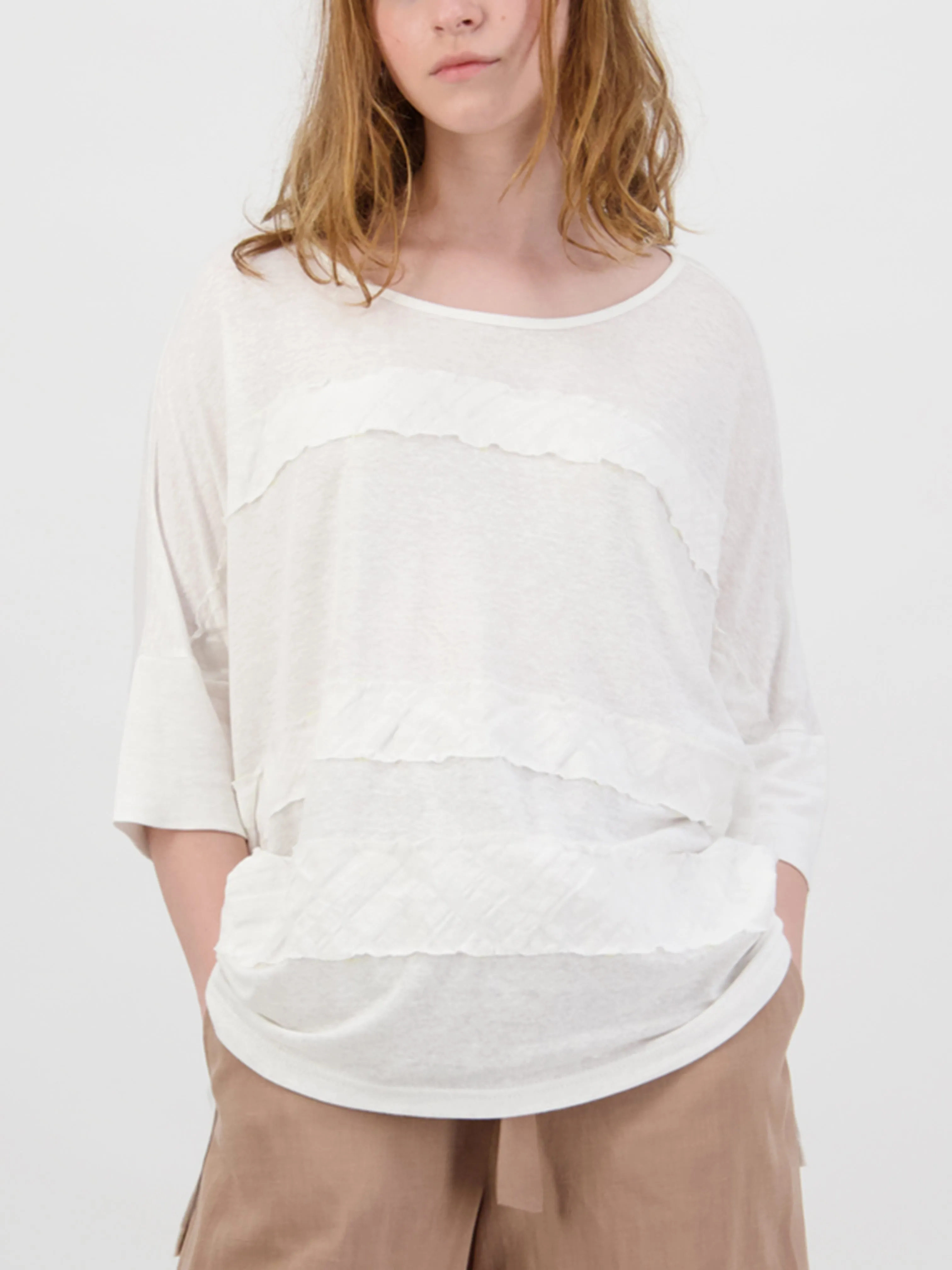 Crinkle 3/4 Sleeve Linen Top