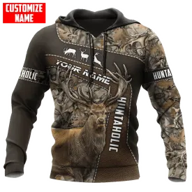 Custom Name Deer Hunting Hoodie 3D All Over Print, Sublimation Deer Hunting On Hoodie