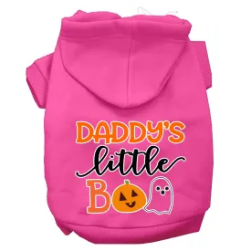 Daddy's Little Boo Screen Print Dog Hoodie Bright Pink L