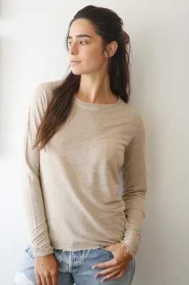 Desert Taupe Long Sleeves Linen T-Shirt