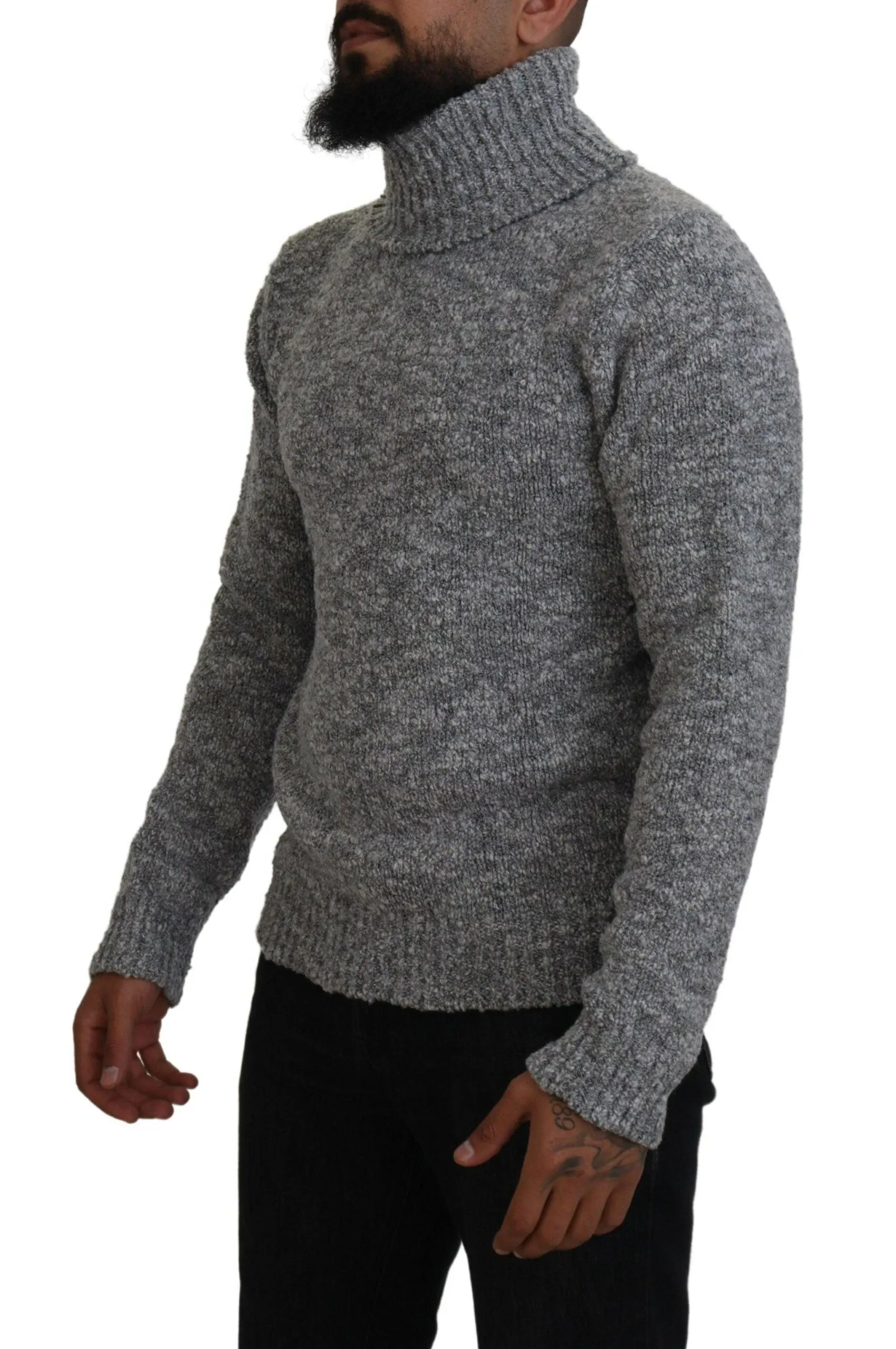 Dolce & Gabbana Gray Wool Knit Turtleneck Pullover Sweater