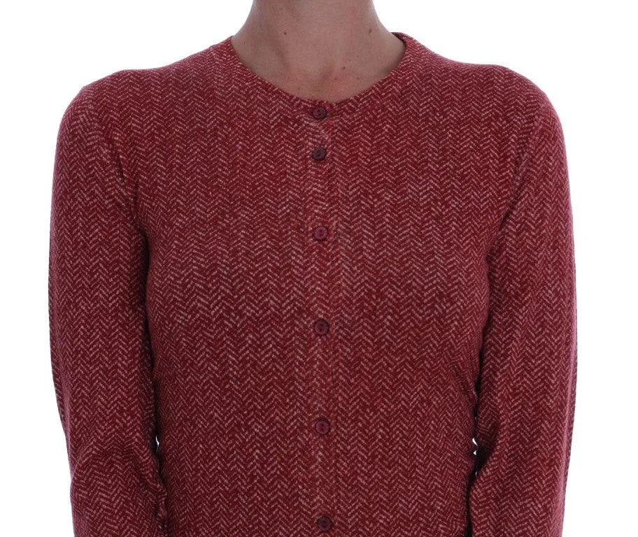 Dolce & Gabbana Red Wool Top Cardigan Sweater