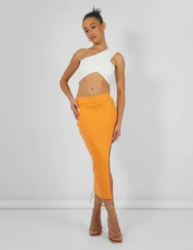 Extreme Split Ribbed Midi Skirt Mango