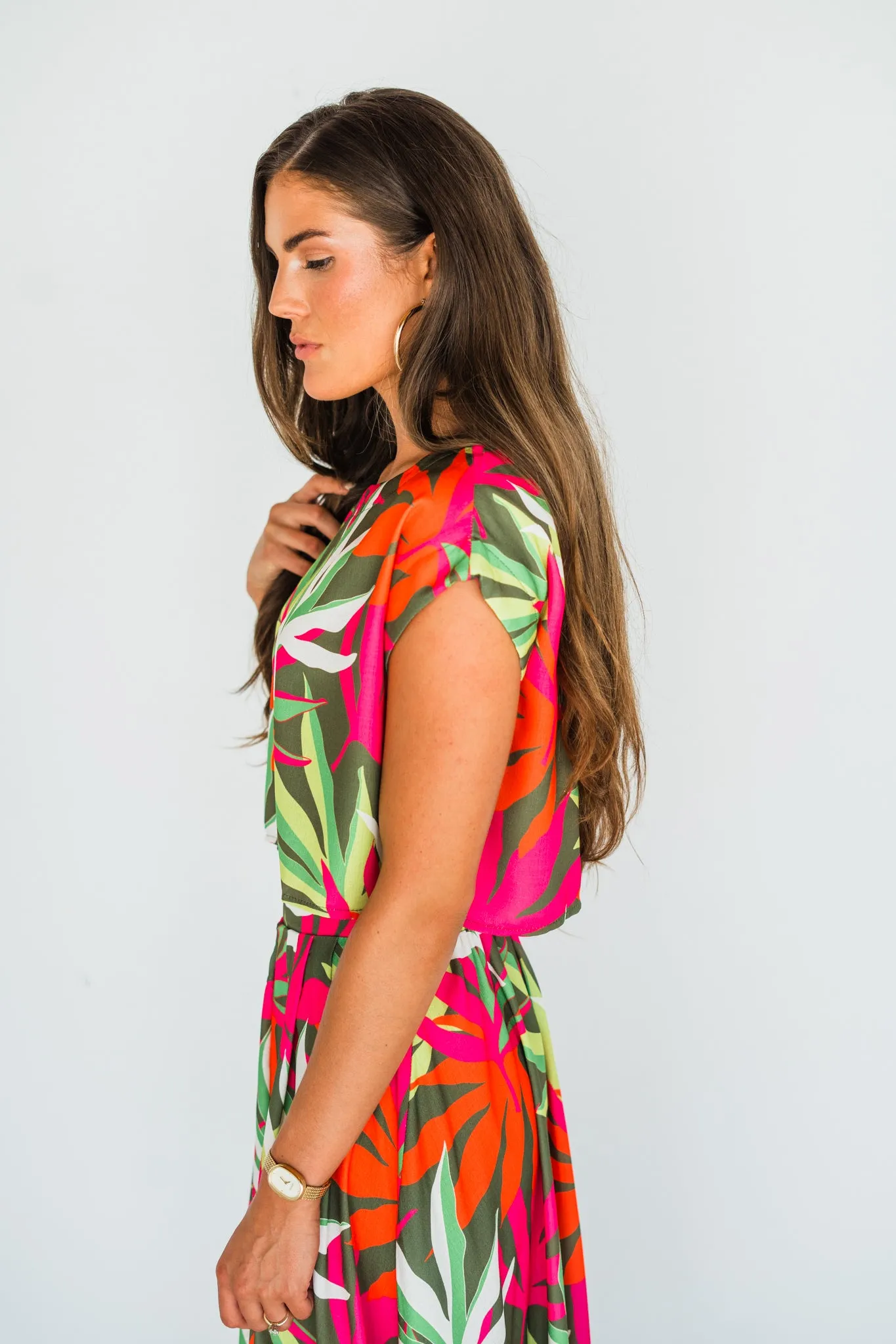 Forgotten Paradise Tropical Linen Crop Top