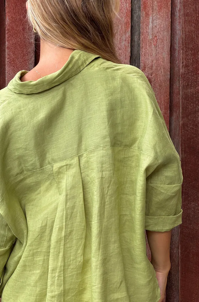 Frockk Riley Linen Top in Avocado