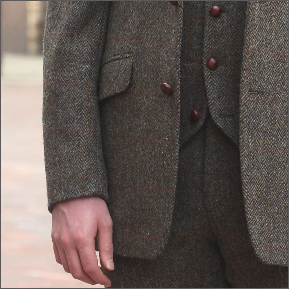 Harris Tweed Brown Herringbone Jacket>