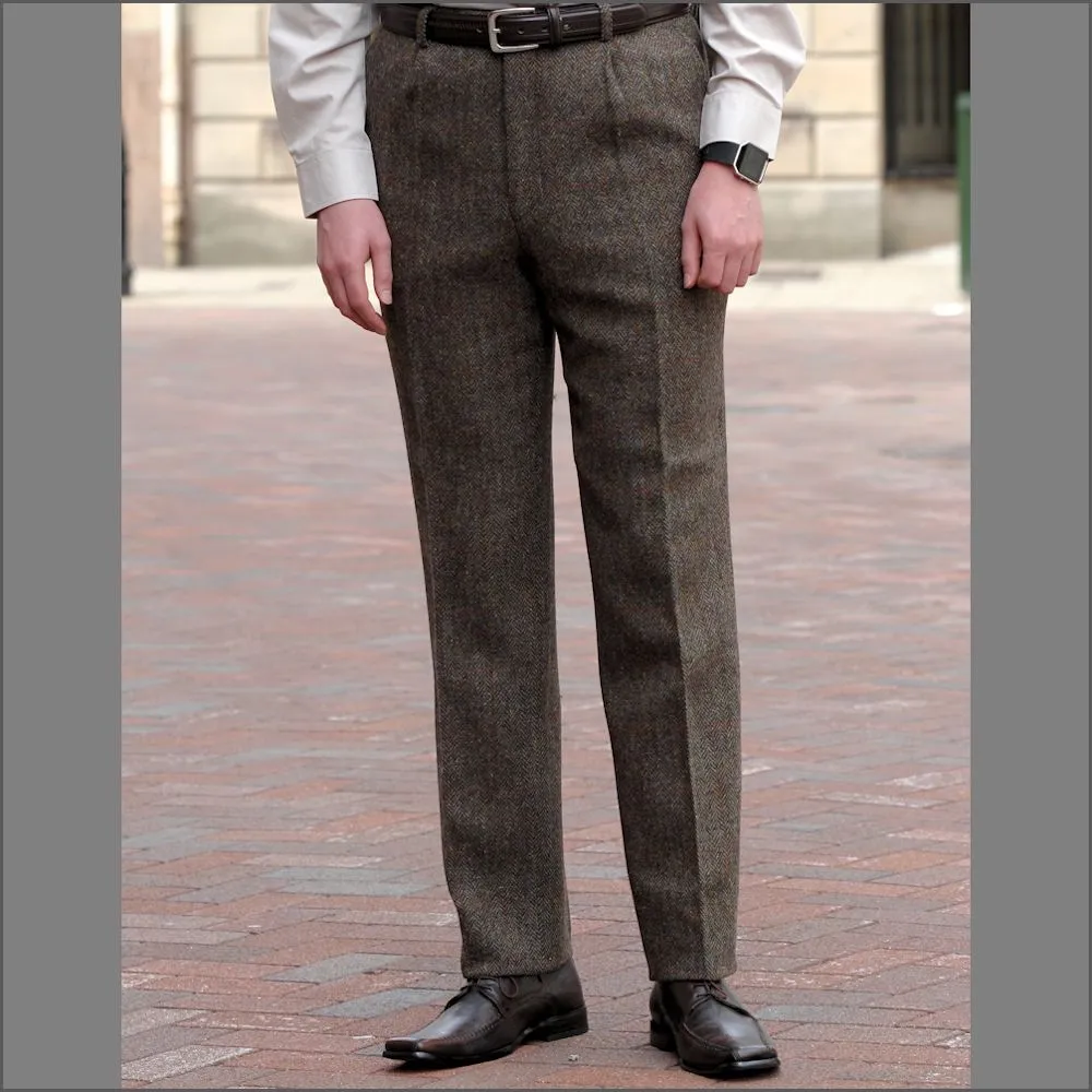 Harris Tweed Brown Herringbone Trouser--