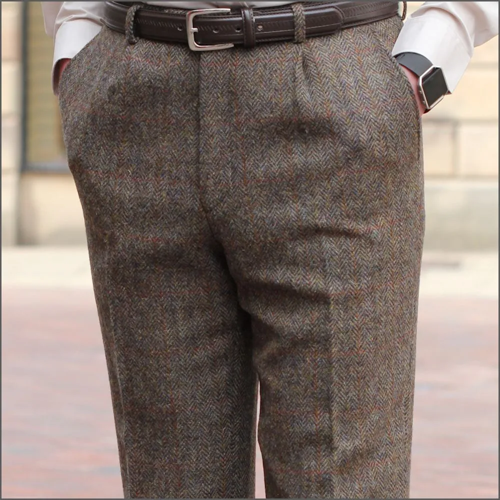 Harris Tweed Brown Herringbone Trouser--