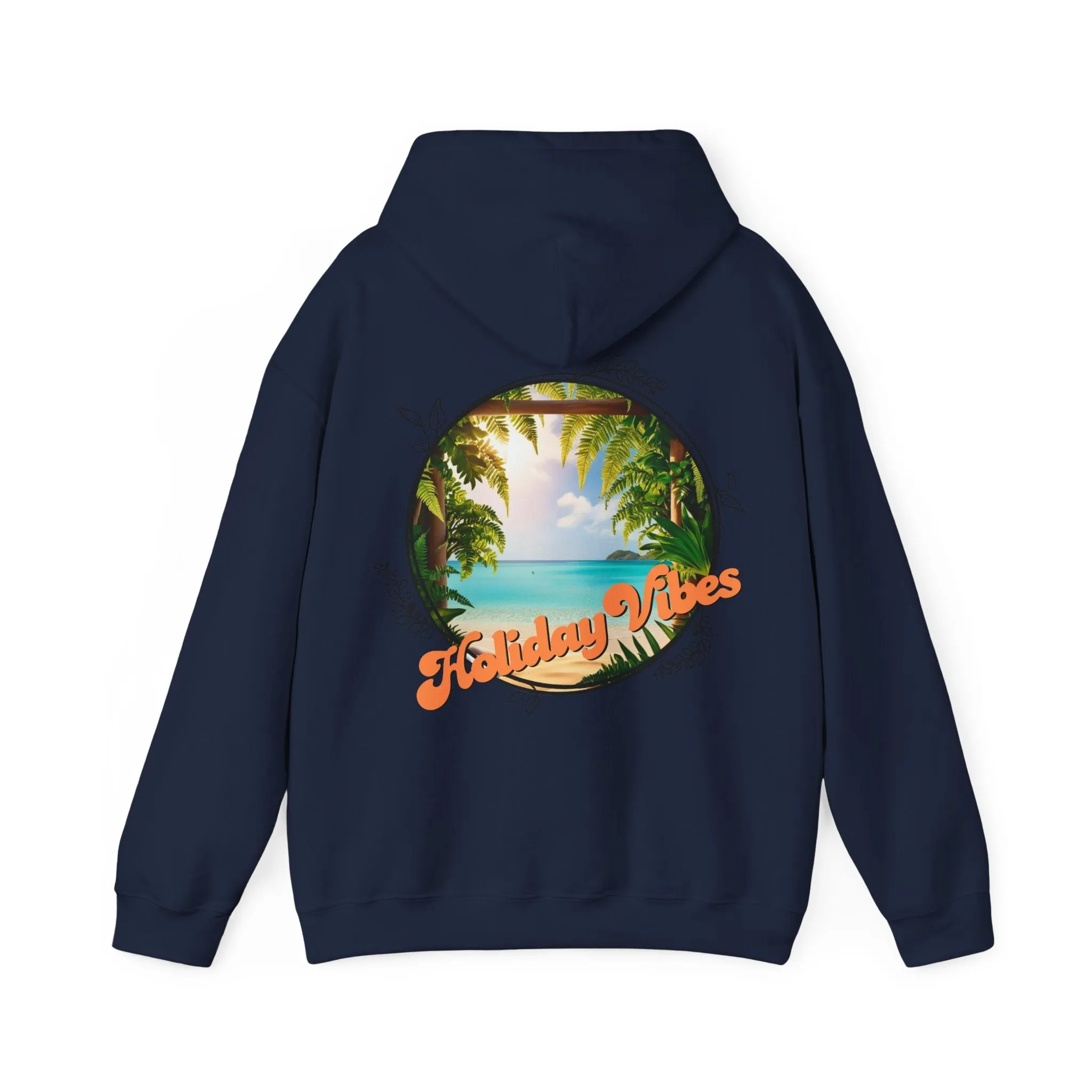 Hooded Sweatshirt Holiday Vibes Serene Beach Mental Health