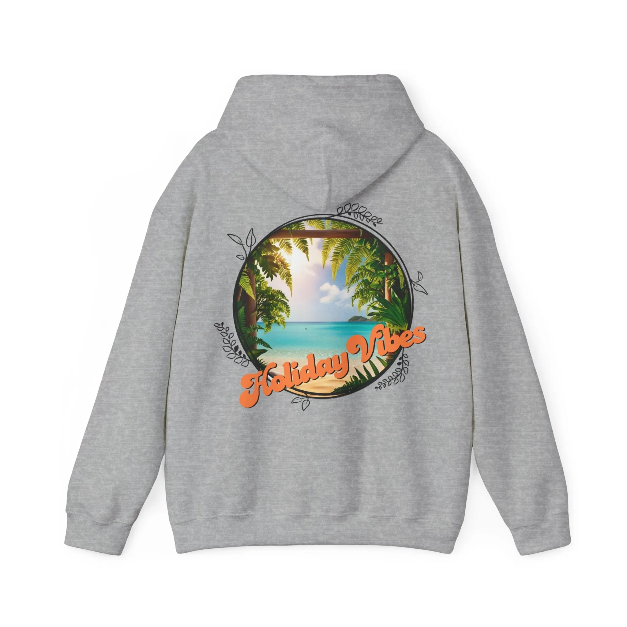 Hooded Sweatshirt Holiday Vibes Serene Beach Mental Health