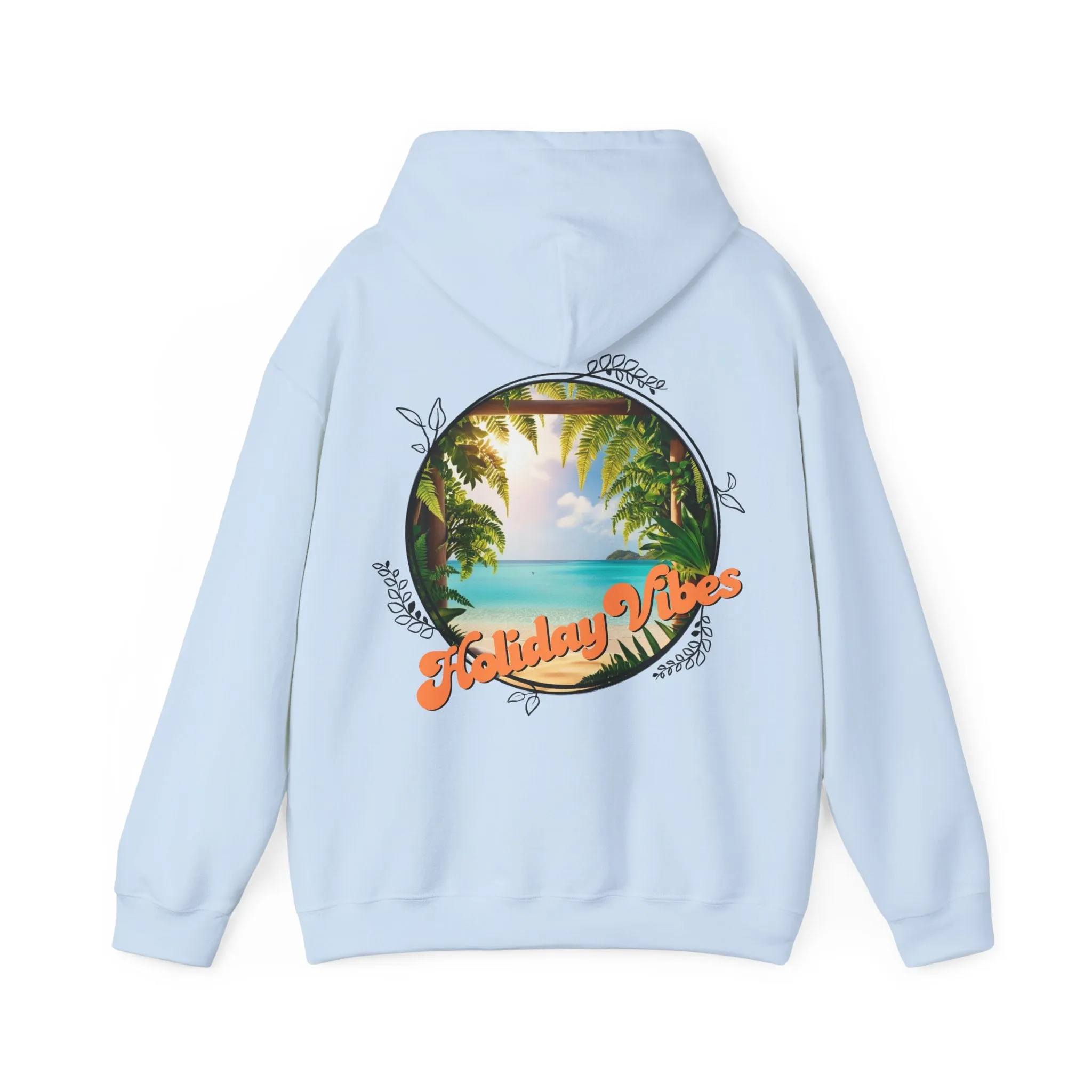 Hooded Sweatshirt Holiday Vibes Serene Beach Mental Health