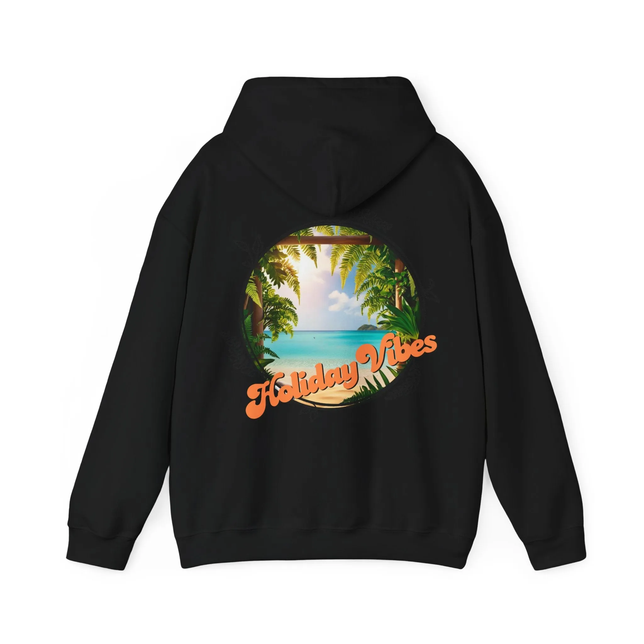 Hooded Sweatshirt Holiday Vibes Serene Beach Mental Health