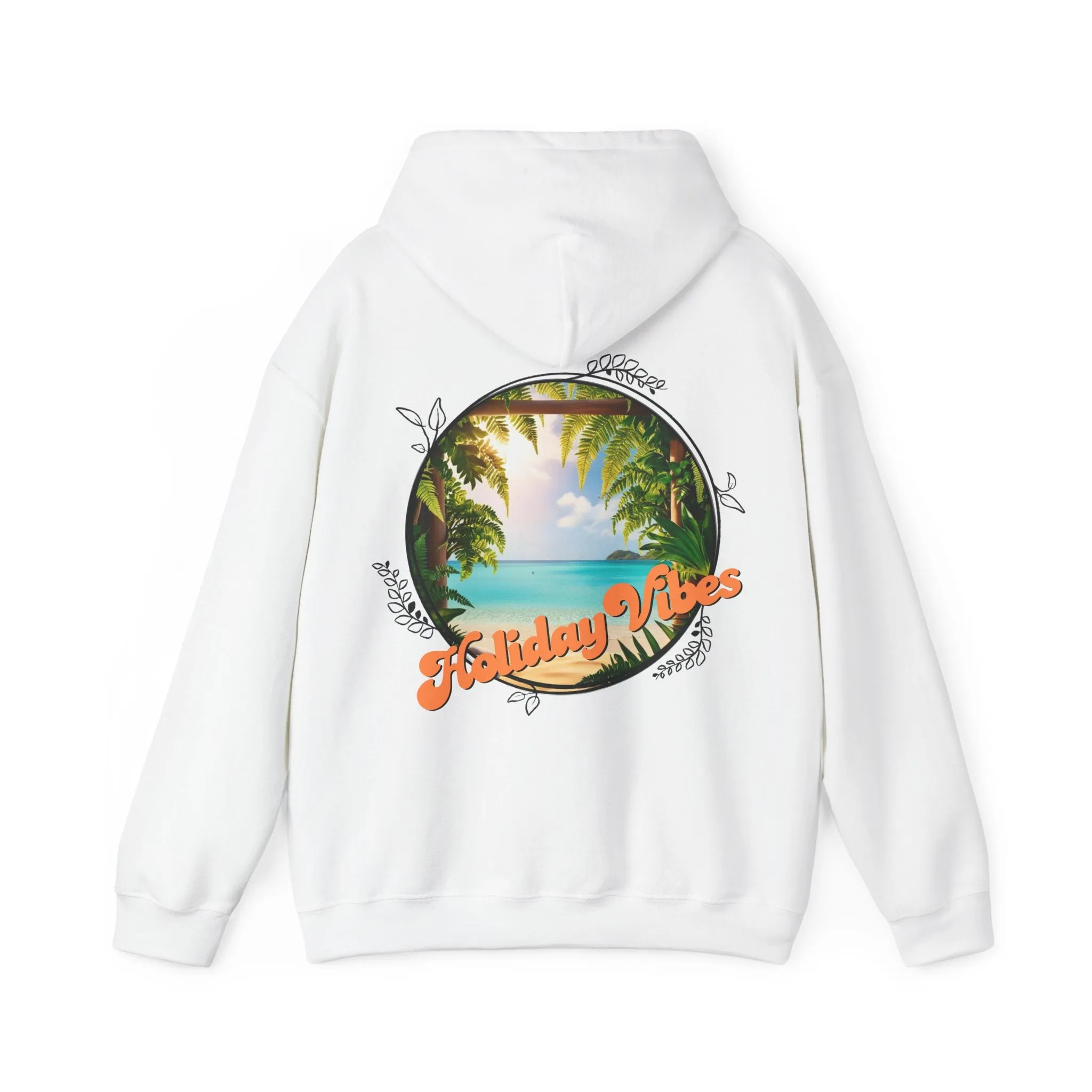 Hooded Sweatshirt Holiday Vibes Serene Beach Mental Health