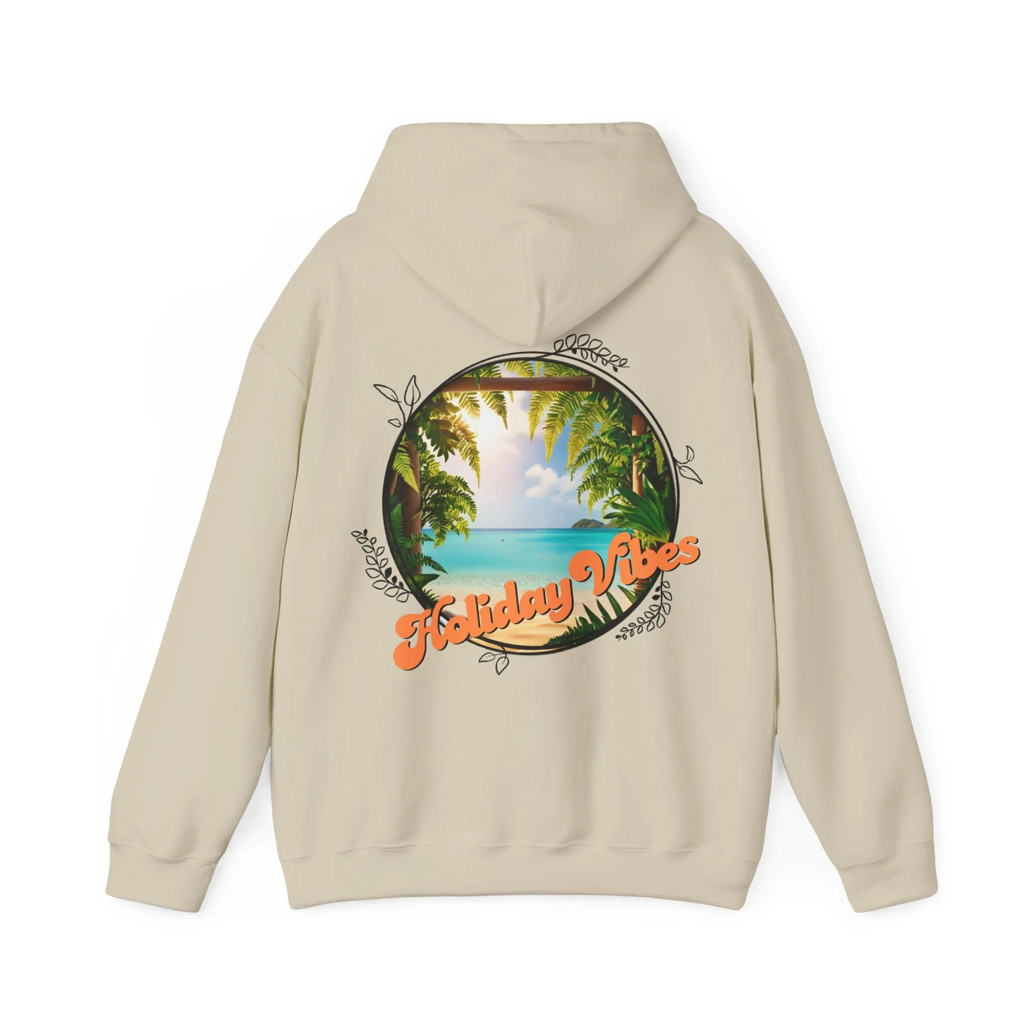 Hooded Sweatshirt Holiday Vibes Serene Beach Mental Health