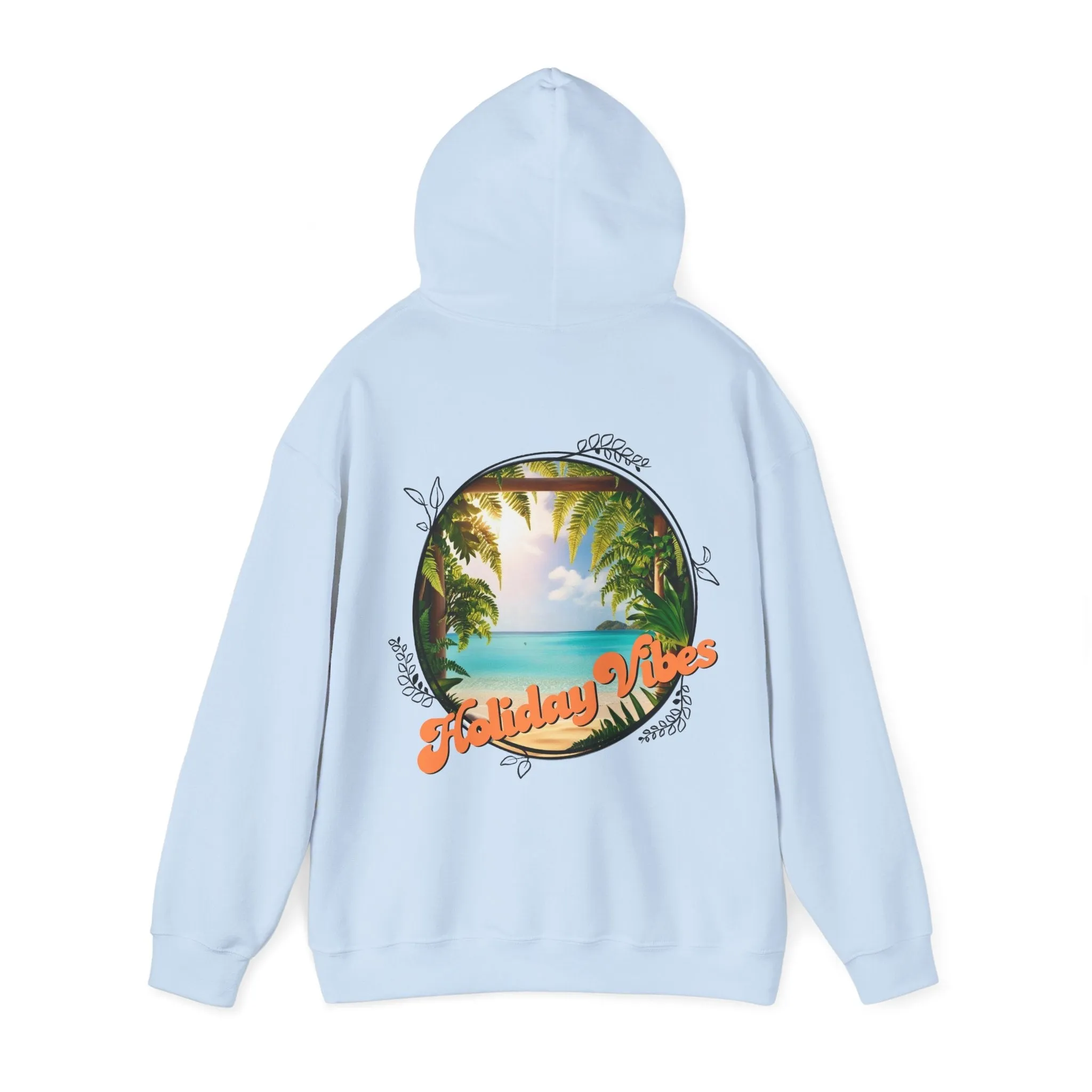 Hooded Sweatshirt Holiday Vibes Serene Beach Mental Health