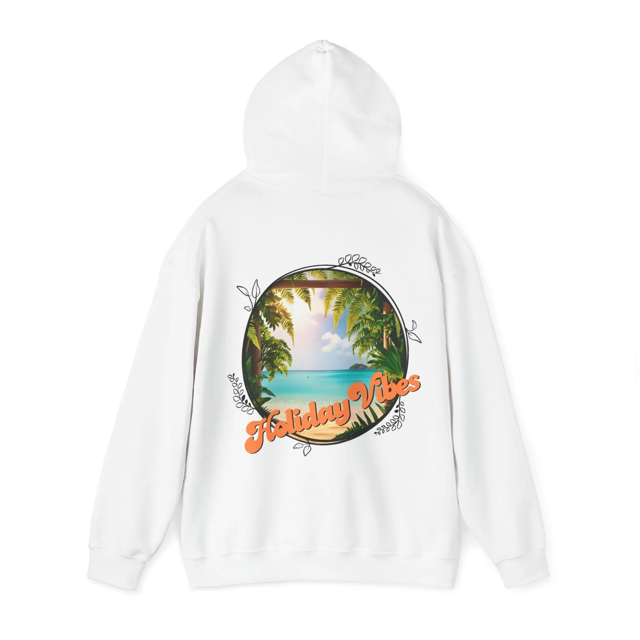 Hooded Sweatshirt Holiday Vibes Serene Beach Mental Health