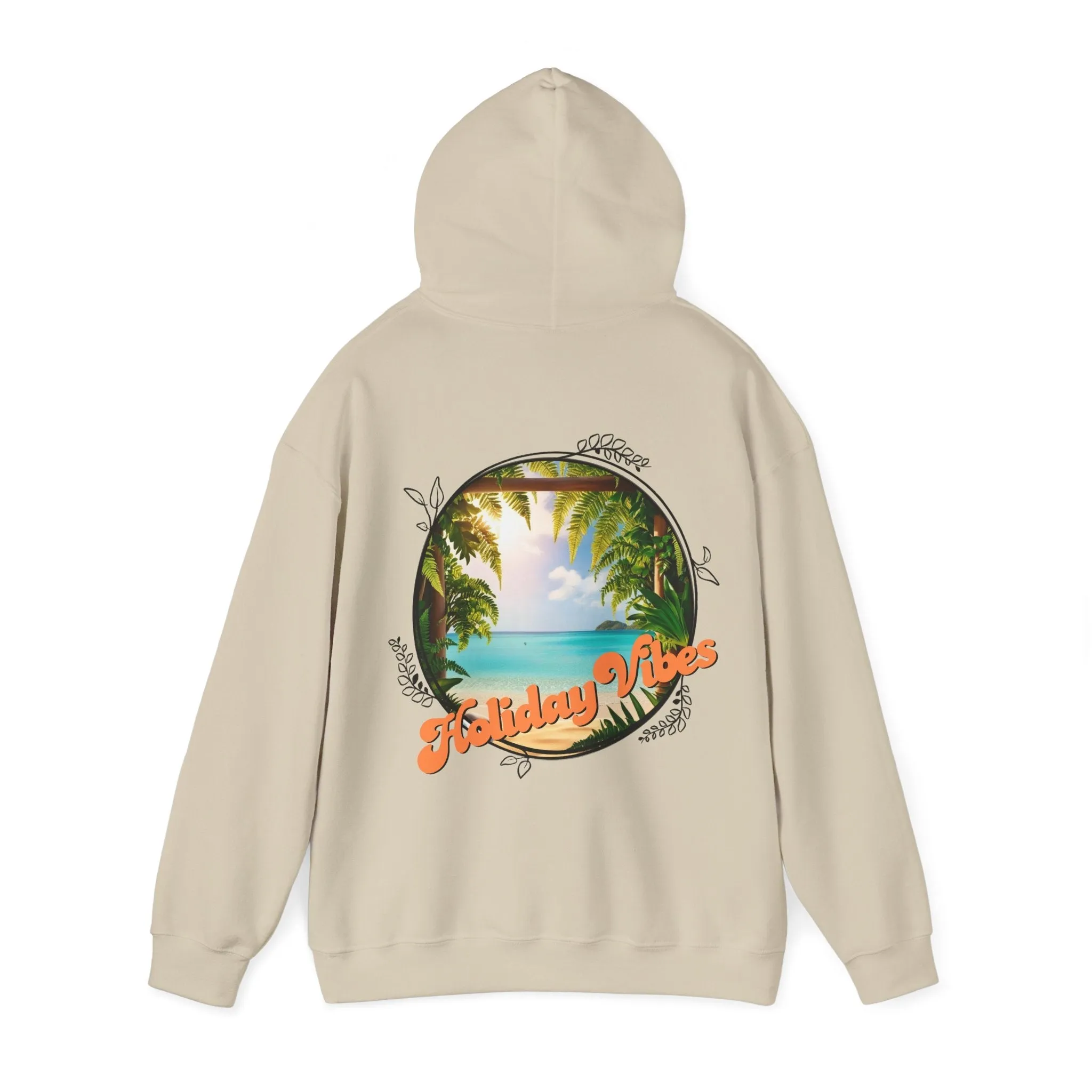 Hooded Sweatshirt Holiday Vibes Serene Beach Mental Health