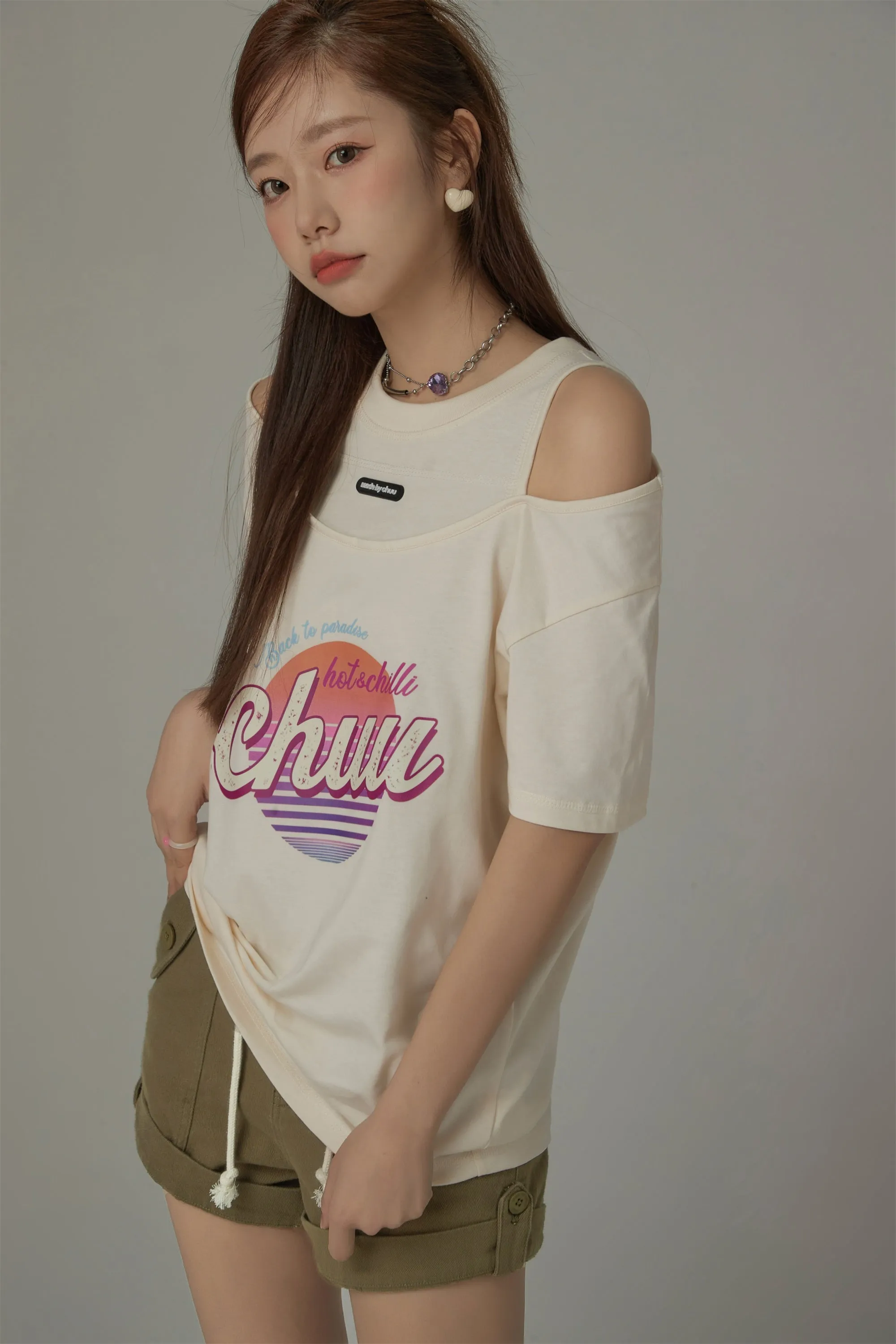 Hot And Chilli Off Shoulder Loose Fit T-Shirt