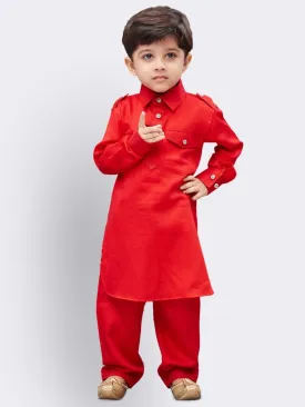 Jashvi Boys' Red Cotton Pathani