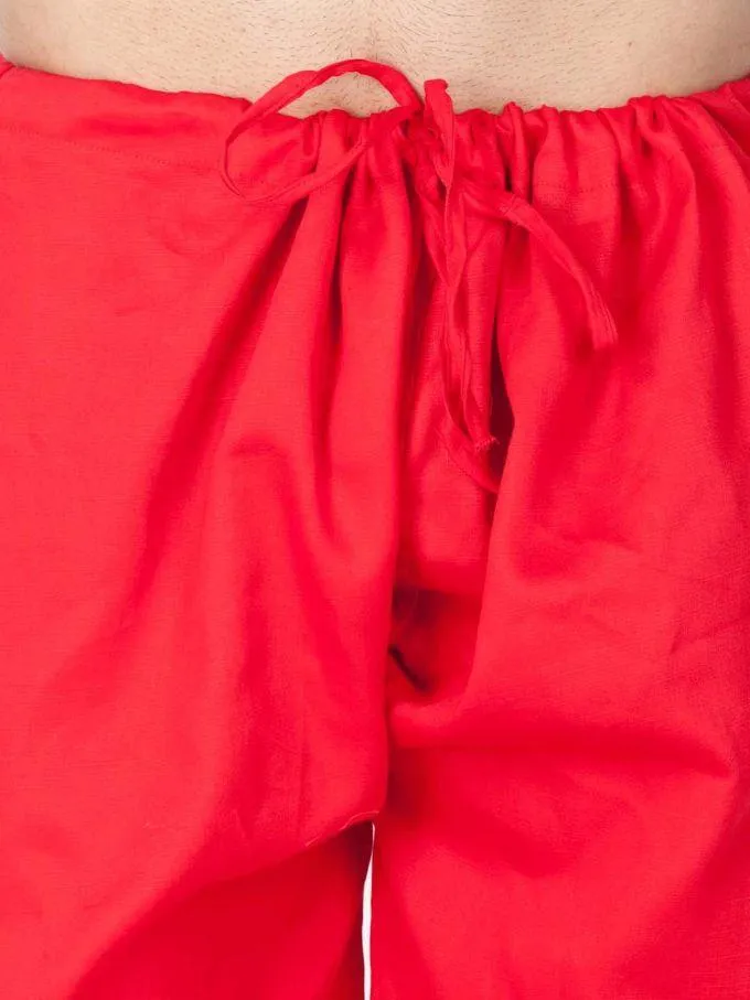 Jashvi Boys' Red Cotton Pathani