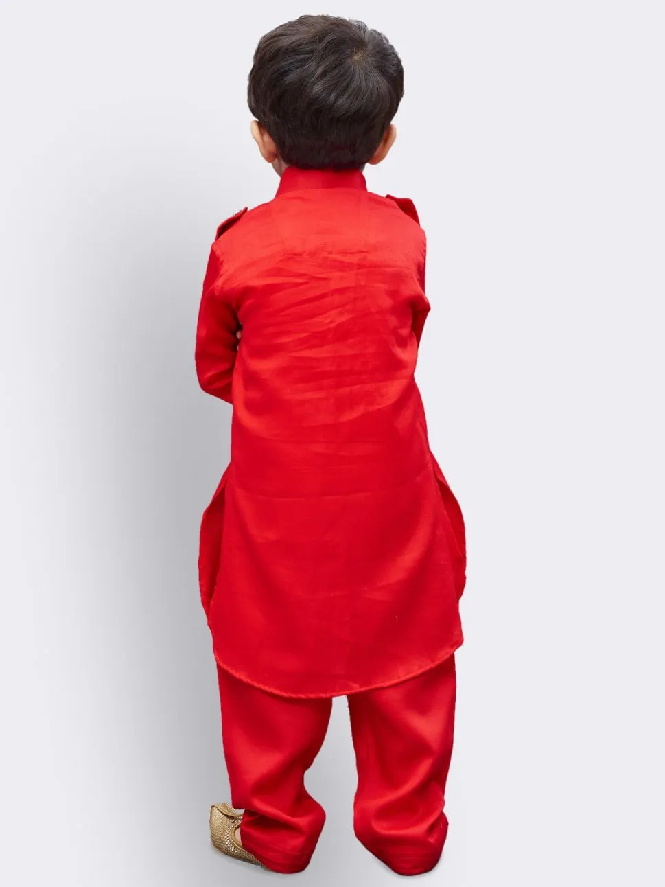 Jashvi Boys' Red Cotton Pathani