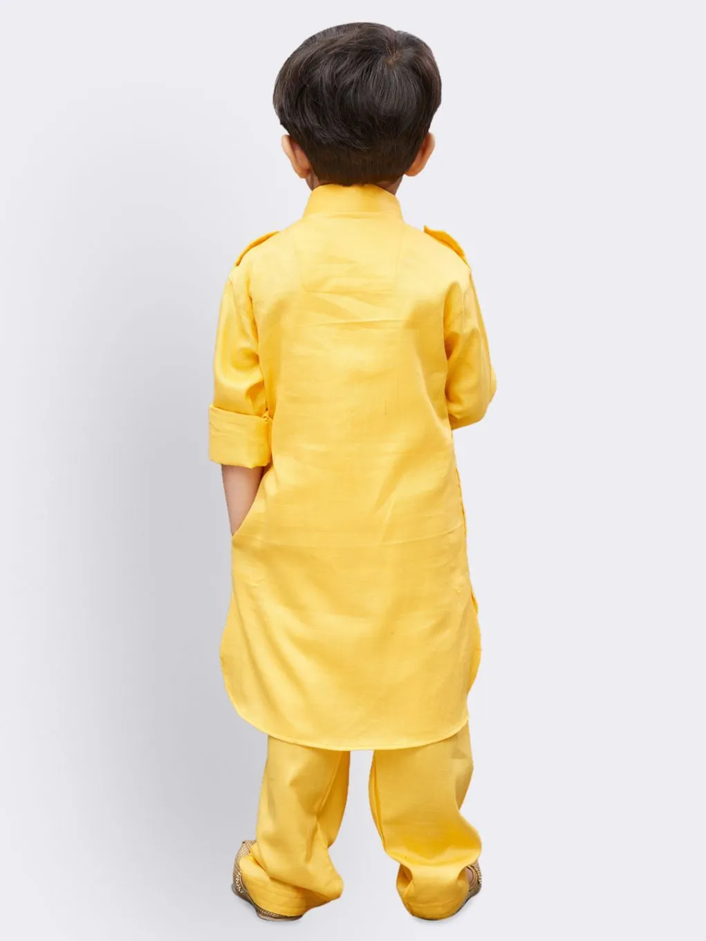 Jashvi Boys' Yellow Cotton Pathani