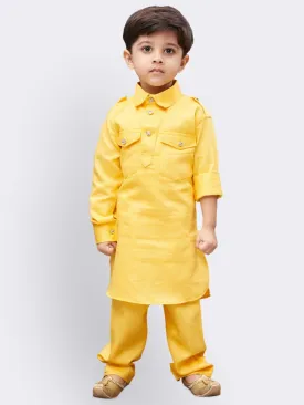 Jashvi Boys' Yellow Cotton Pathani