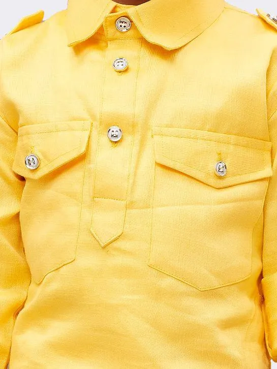 Jashvi Boys' Yellow Cotton Pathani